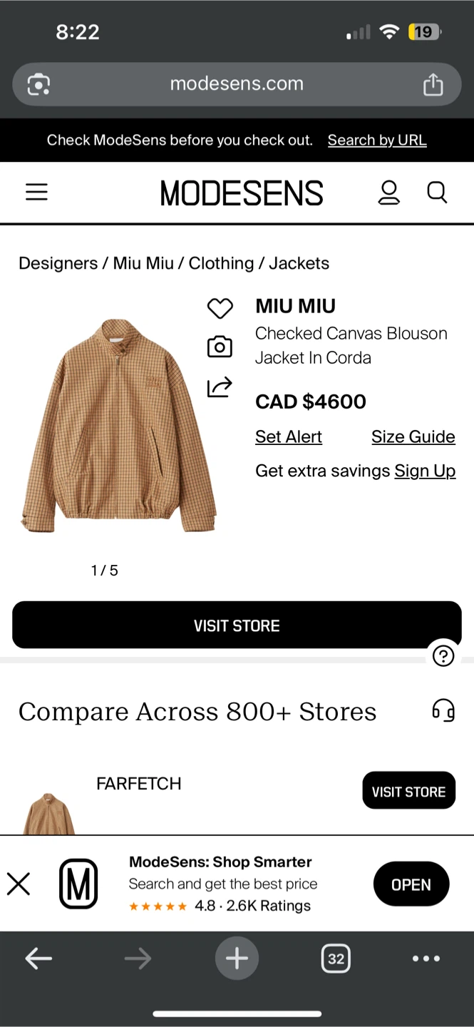 Miu Miu Checked Canvas Blouson Jacket - photo 3