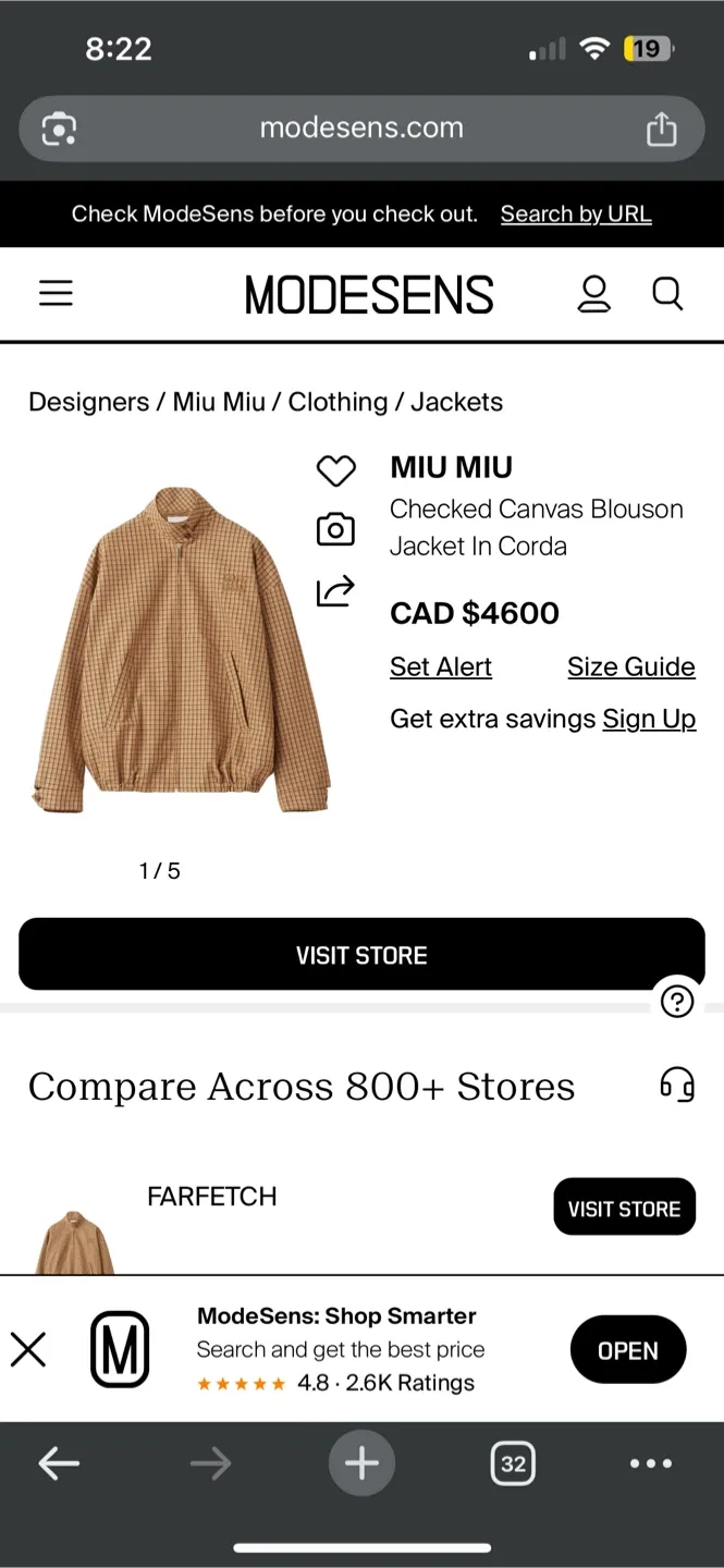 Miu Miu Checked Canvas Blouson Jacket image indicator(3)