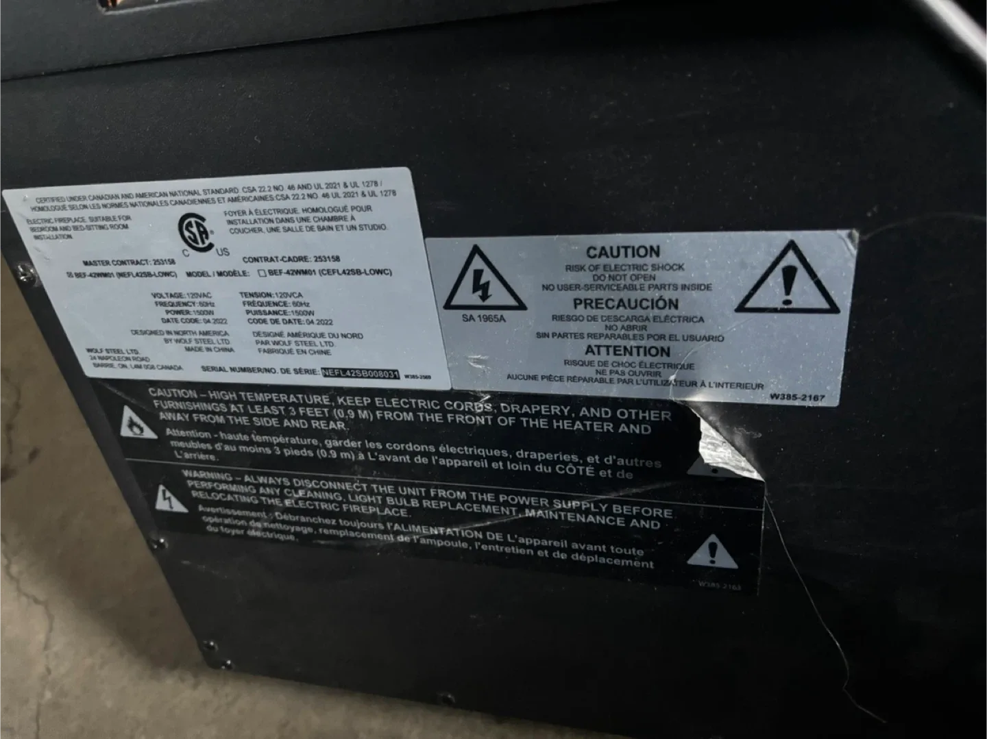 Napoleon REF42SB-LOWC Electric Fireplace image indicator(5)