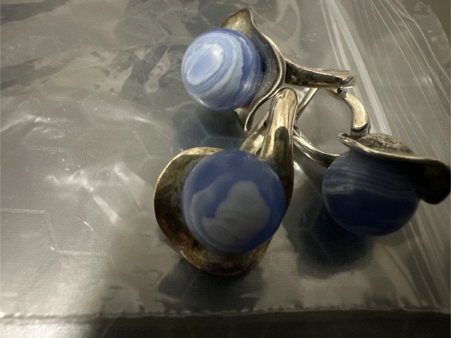 Earrings and ring size 6 with natural stones Sterling silver 925 image indicator(2)