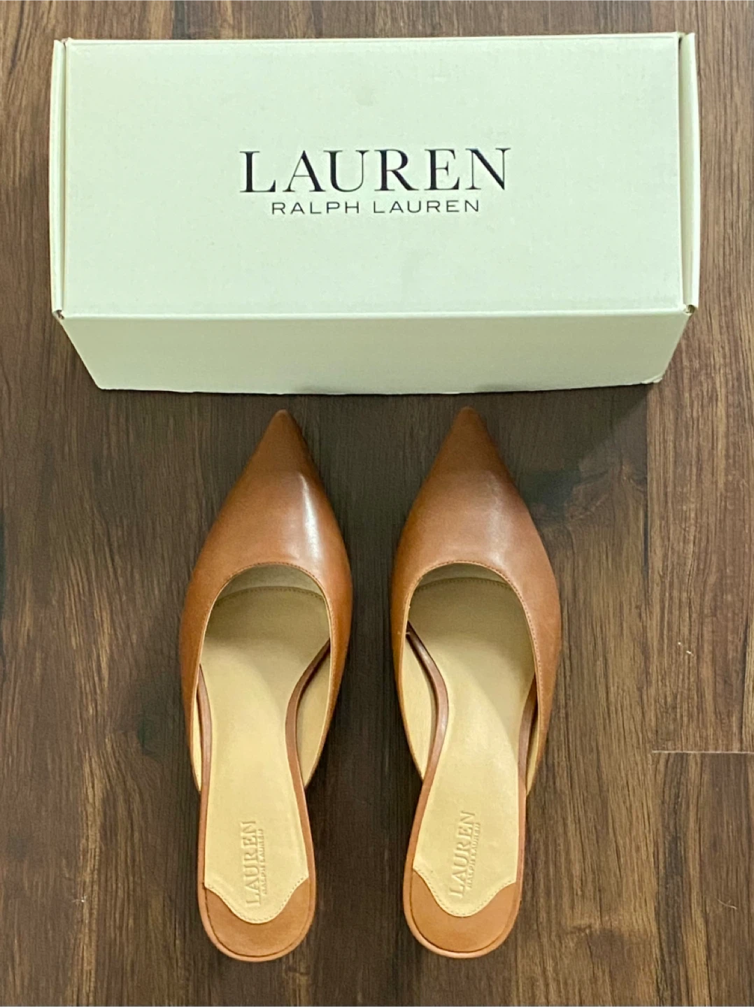 Lauren Ralph Lauren Brown Leather Mules