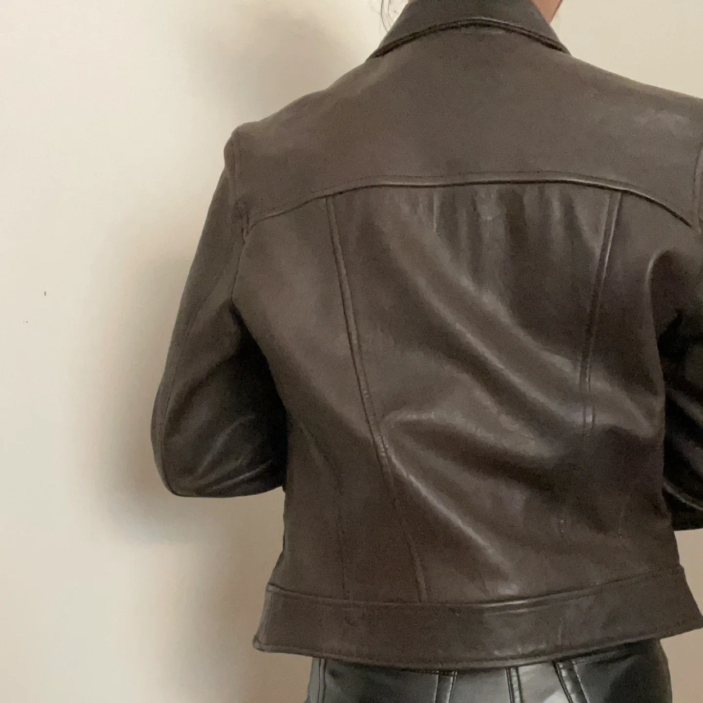 Made in Italy Brown Italian Collar Leather Jacket image indicator(4)