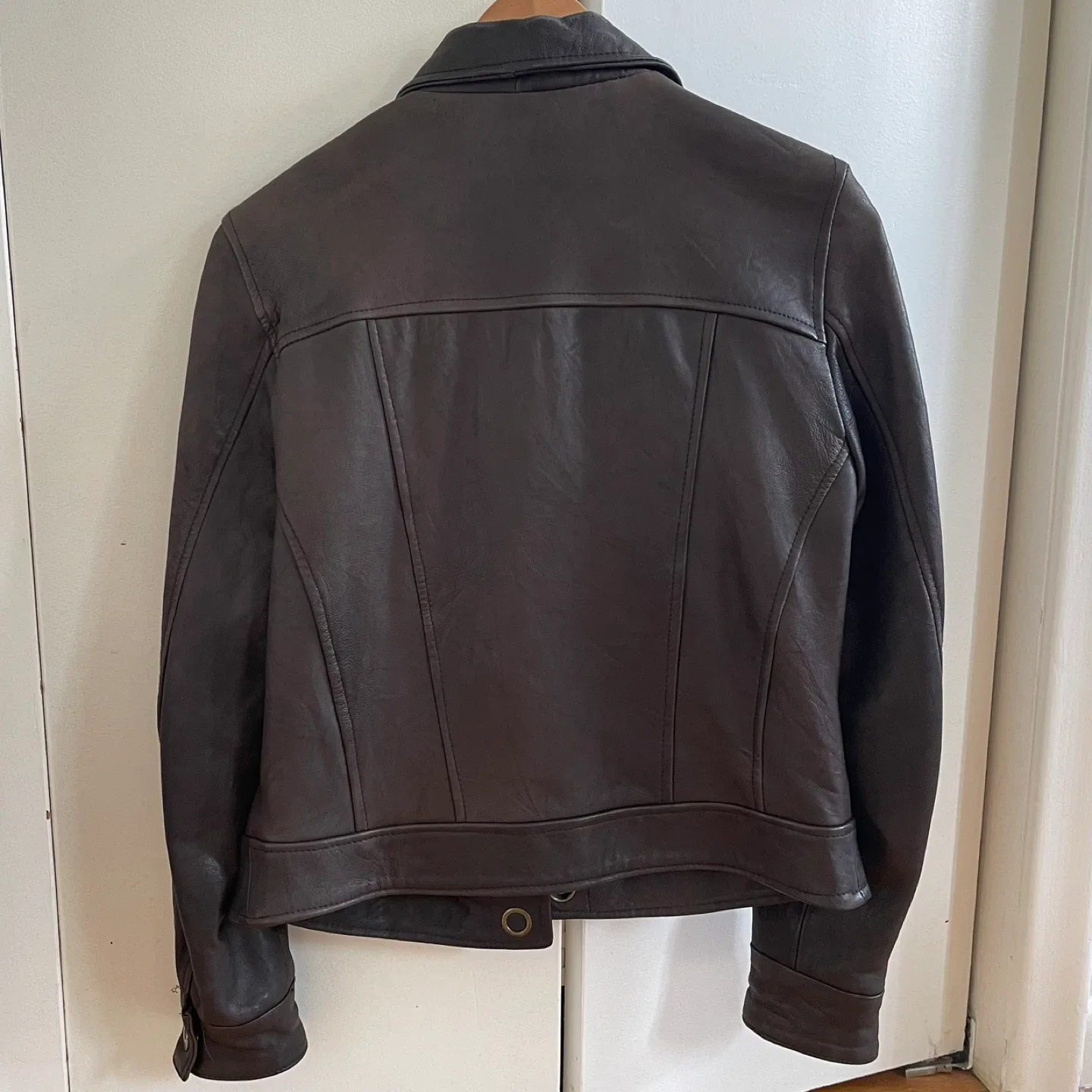 Made in Italy Brown Italian Collar Leather Jacket image indicator(2)