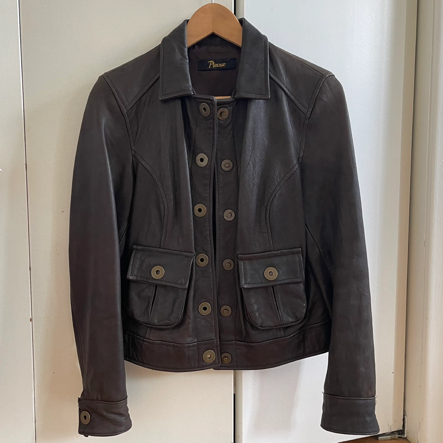 Made in Italy Brown Italian Collar Leather Jacket