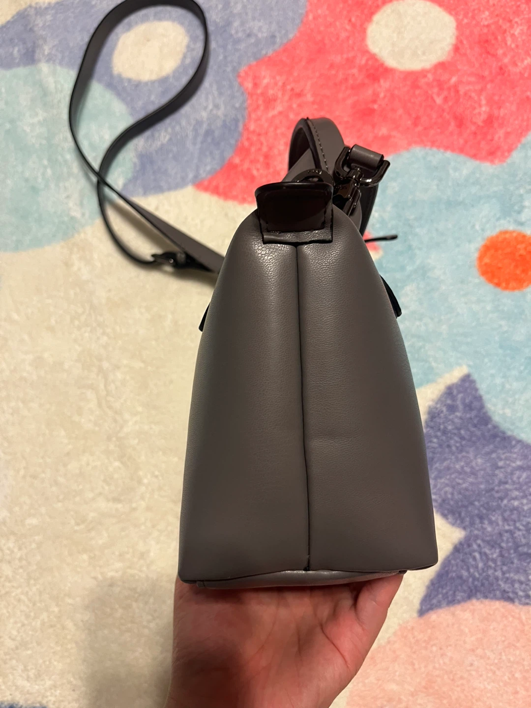 Mini Leather Top Handle Bag - Grey - photo 4