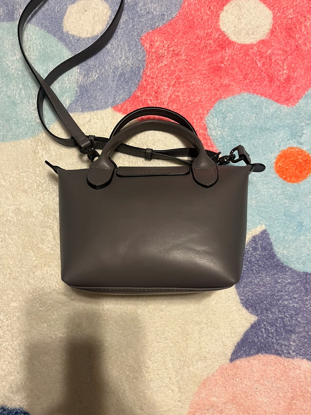 Mini Leather Top Handle Bag - Grey - photo 2