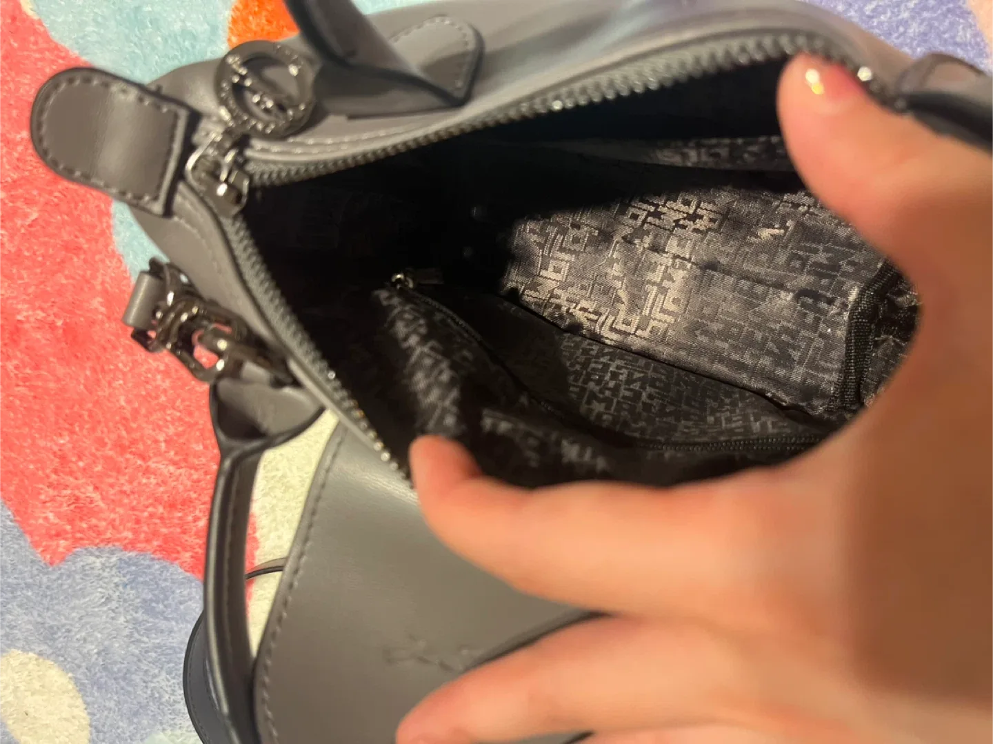 Mini Leather Top Handle Bag - Grey image indicator(7)