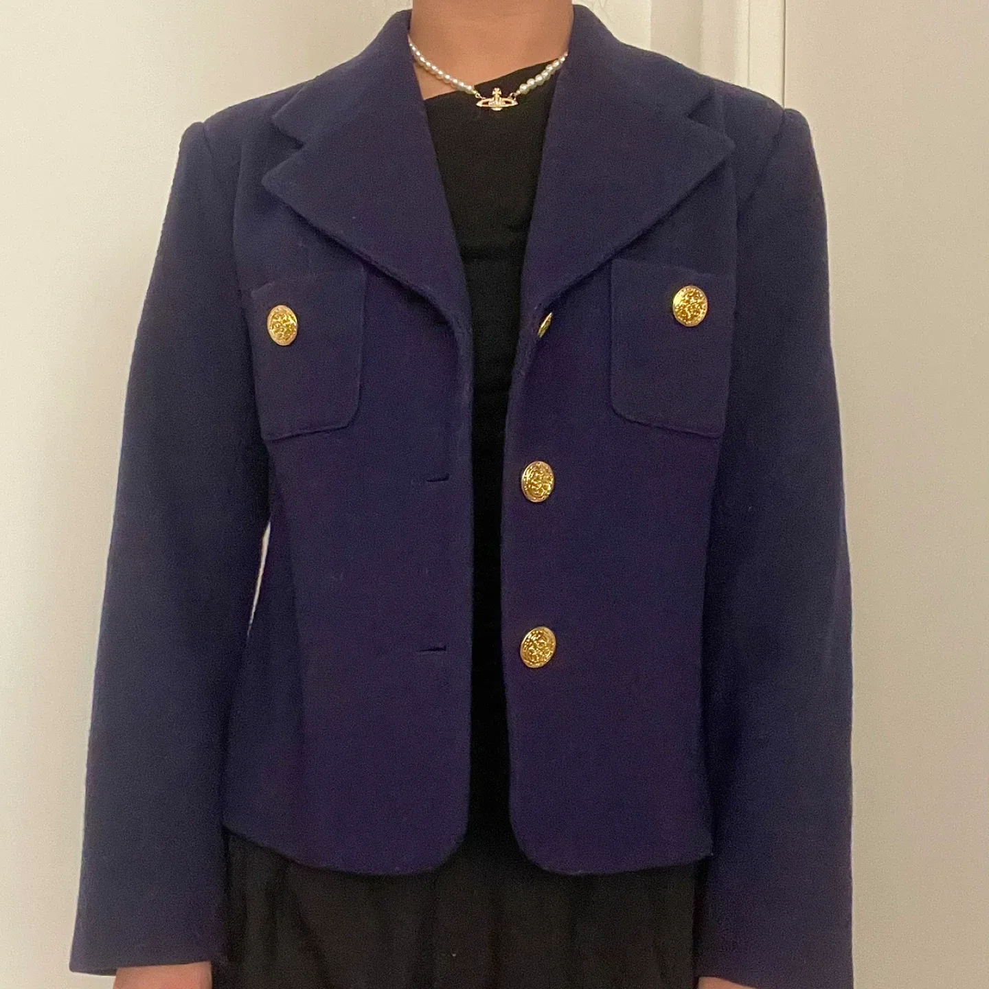 Vintage Wool Gold Button Royal Purple Blazer image indicator(2)