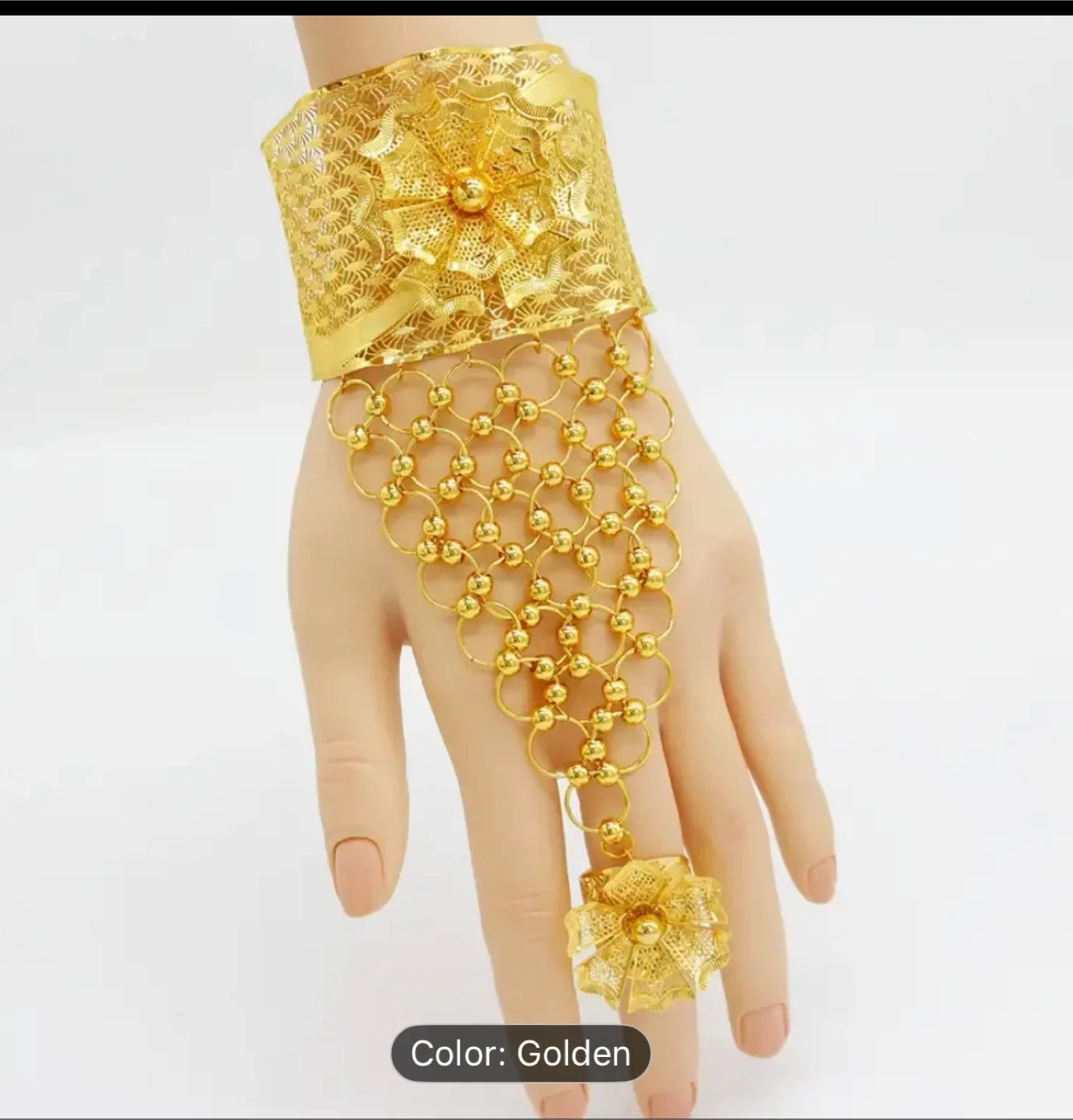 Golden Slave Bracelet Hand Chain image indicator(2)