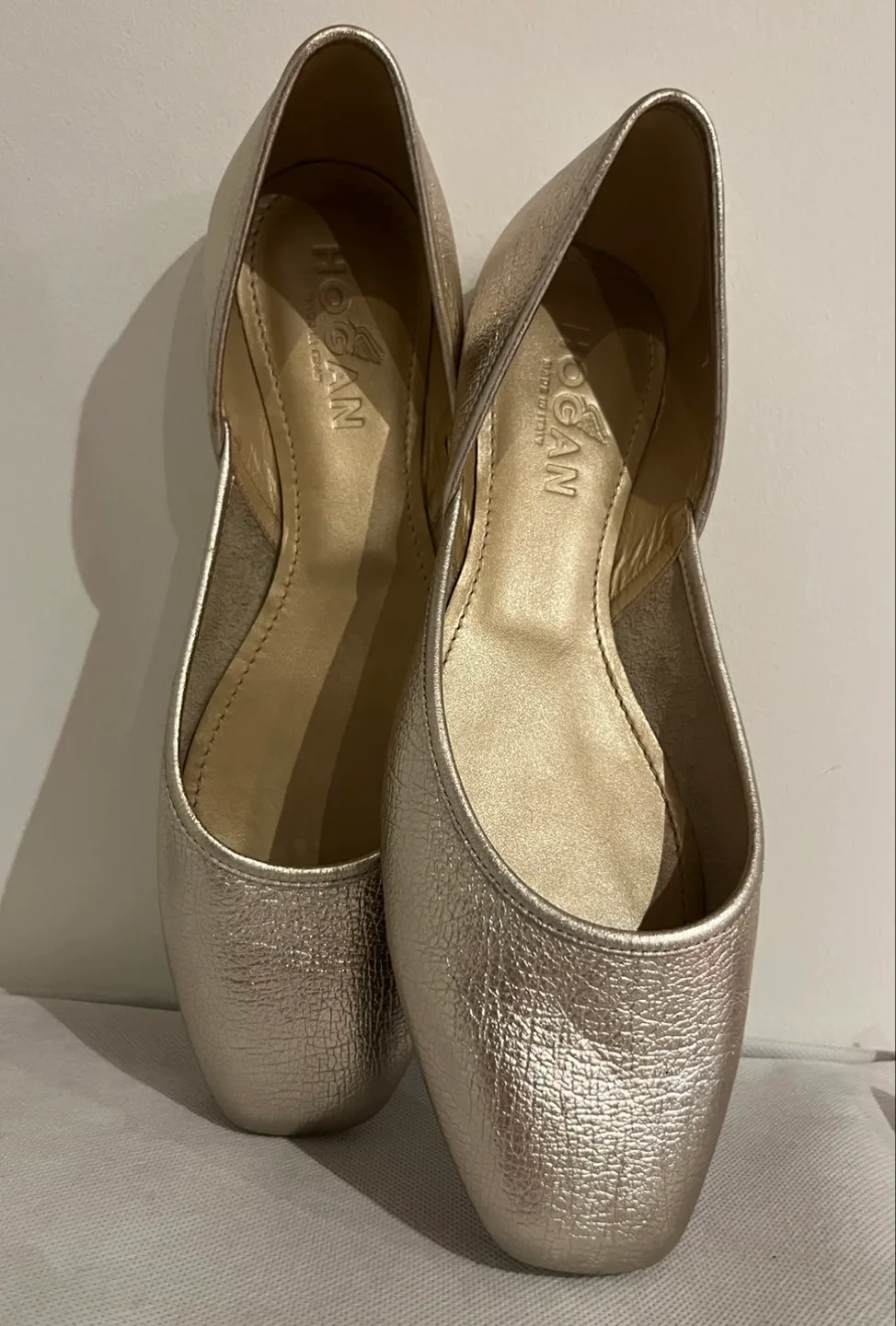 Hogan Metallic Leather Ballet Flats Size 7 thumbnail