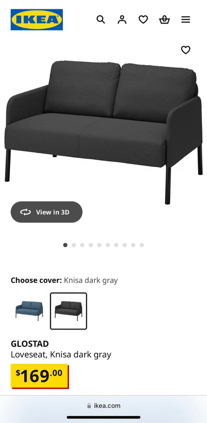 IKEA GLÖSTAD Loveseat, Knisa Dark Gray - photo 3