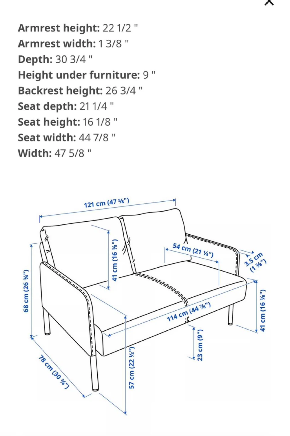 IKEA GLÖSTAD Loveseat, Knisa Dark Gray - photo 4