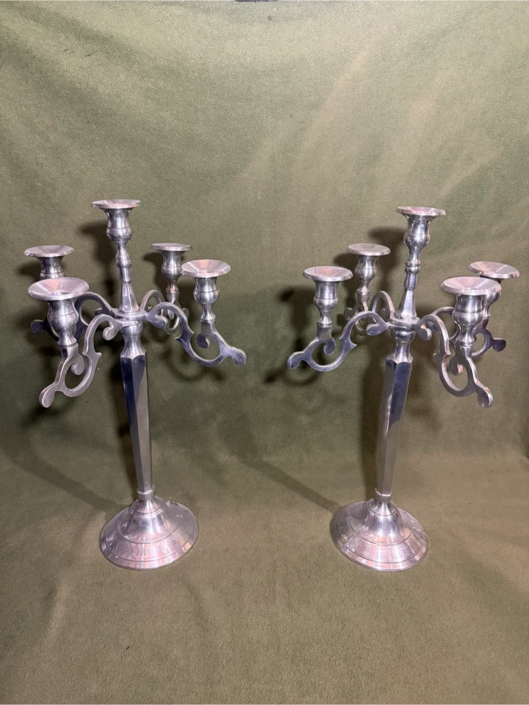 Silver 5 candle holders x2 thumbnail