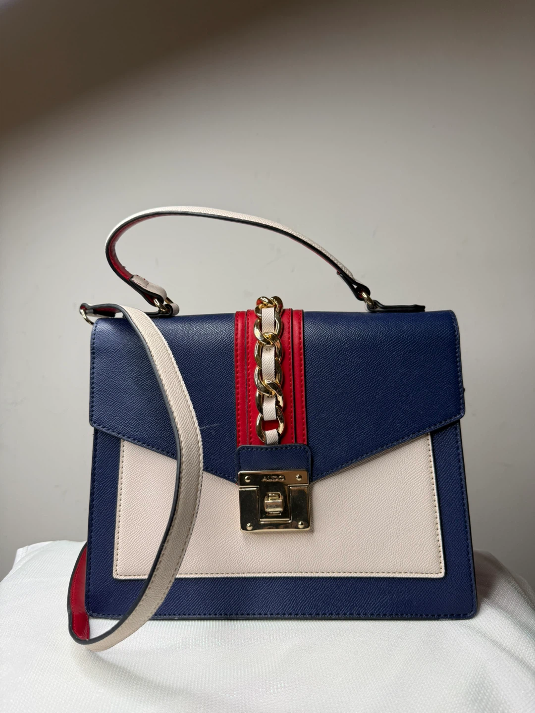 ALDO Handbag - Blue, Red & White