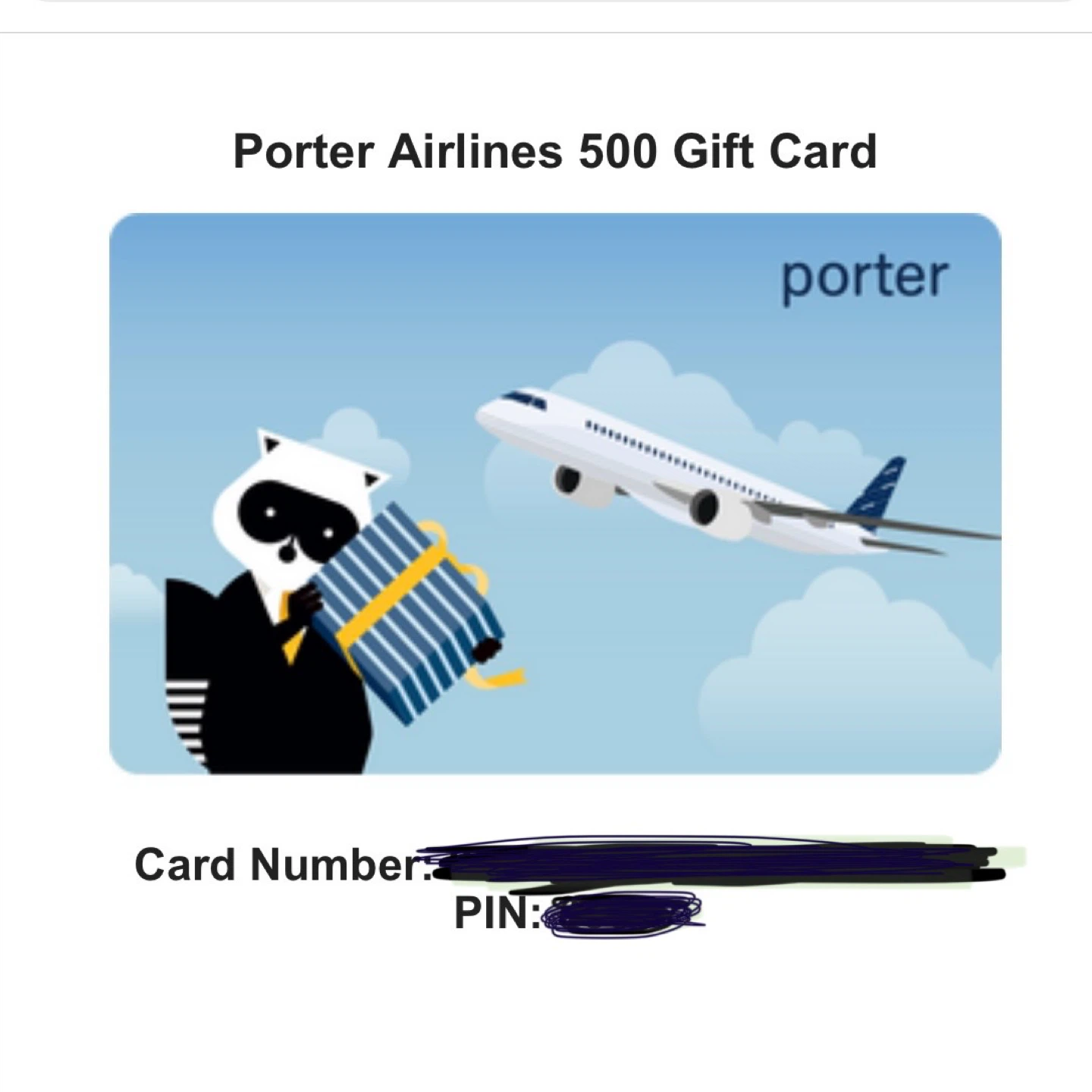 Porter Airlines - $500 Gift Card for $450