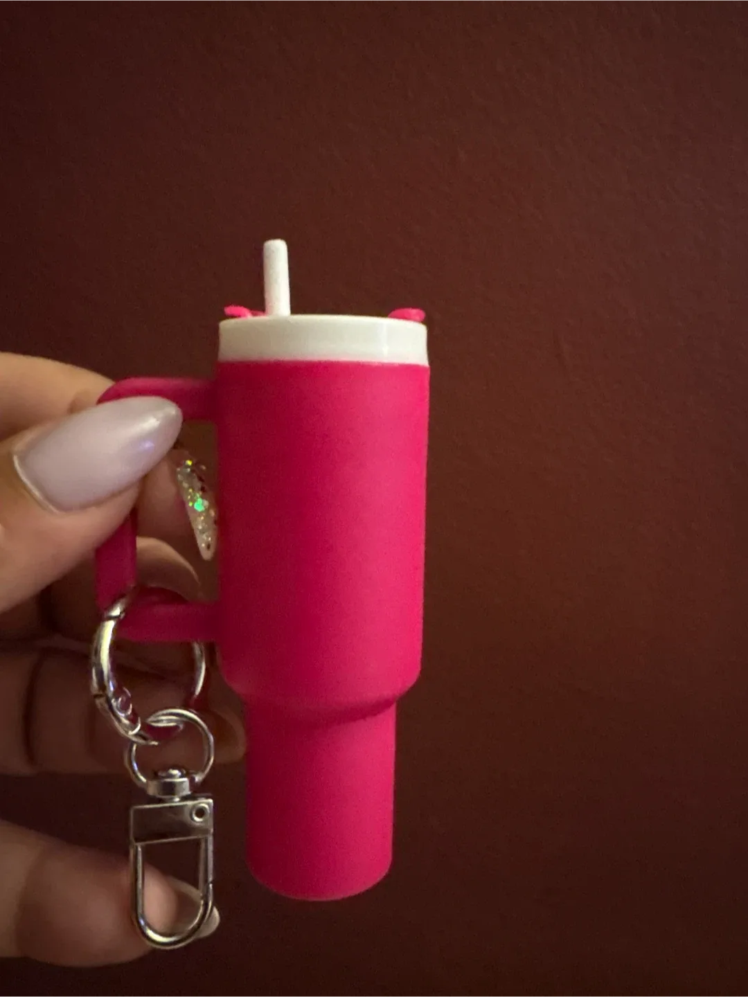 New Pink Mini Stanley Tumbler Keychain thumbnail