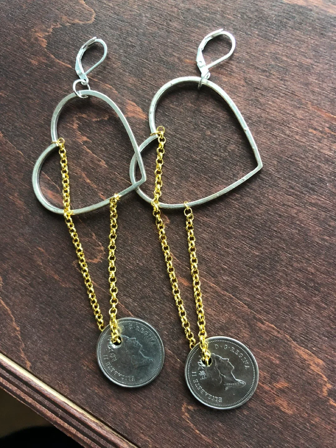 Big Handmade Coin Dangle Earrings thumbnail