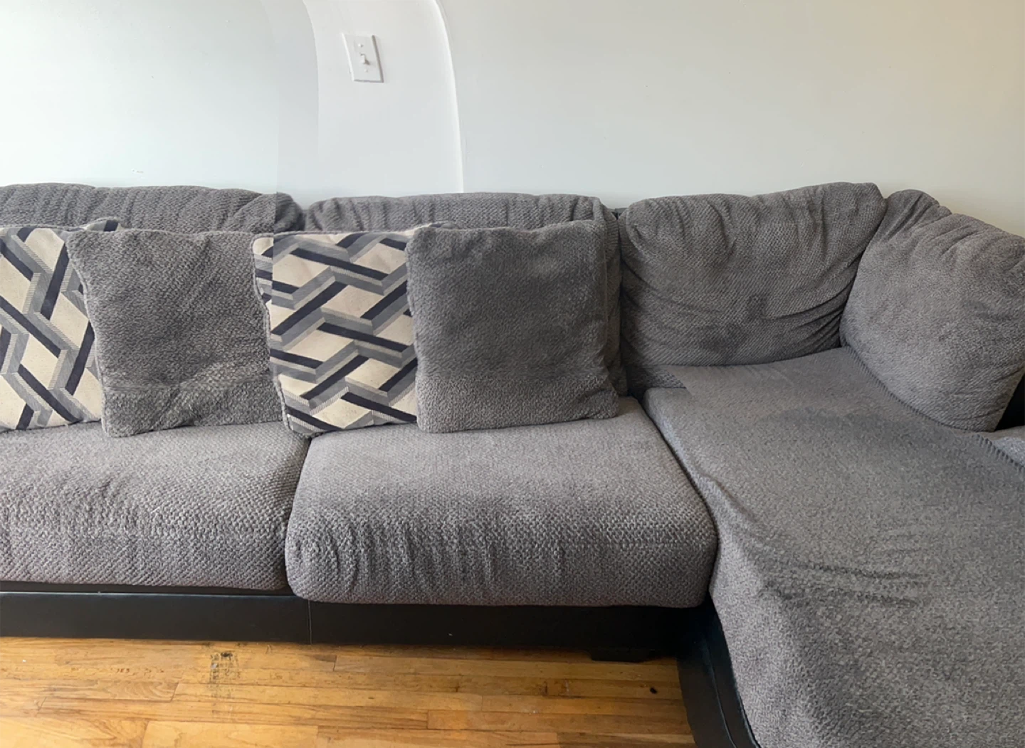 Gray Sectional Sofa with Pillows - photo 4