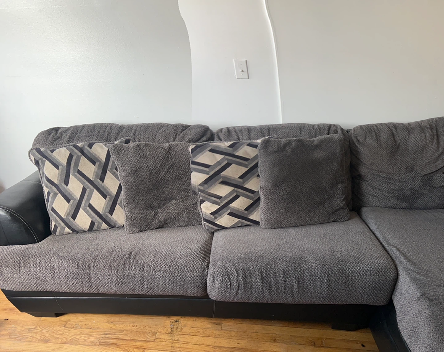 Gray Sectional Sofa with Pillows - photo 3