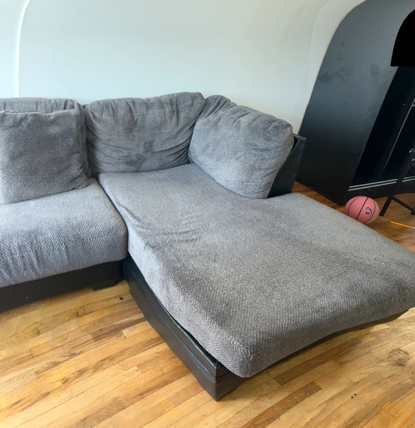 Gray Sectional Sofa with Pillows - photo 2