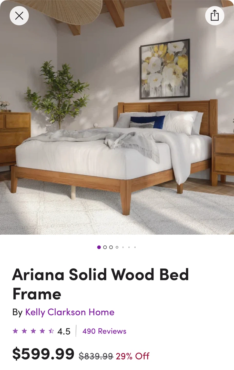 Kelly Clarkson Home Ariana Queen Solid Wood Bed Frame - photo 3