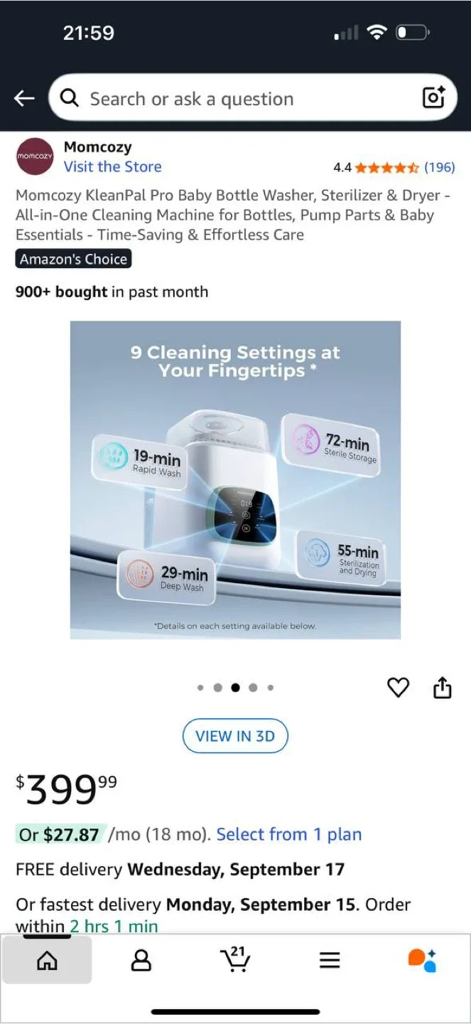 Momcozy KleanPal Pro Baby Bottle Washer, Sterilizer & Dryer image indicator(9)