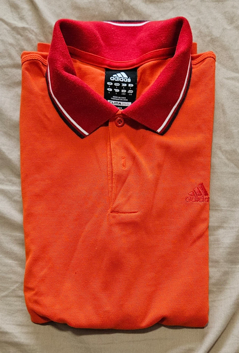 Adidas Men’s Orange Polo with Red Collar | Size: Large | New