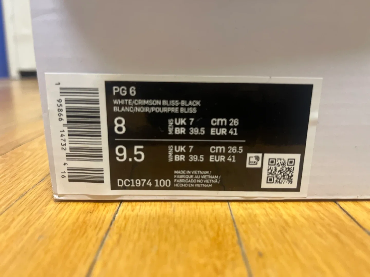 Nike Paul George PG 6 White/Crimson Bliss, Size 8 image indicator(3)
