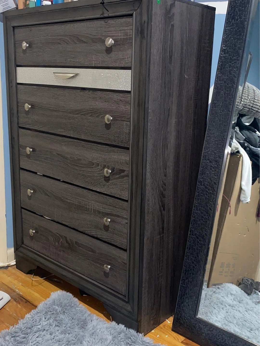 Bedroom Drawers Wardrobe - Gray Wood