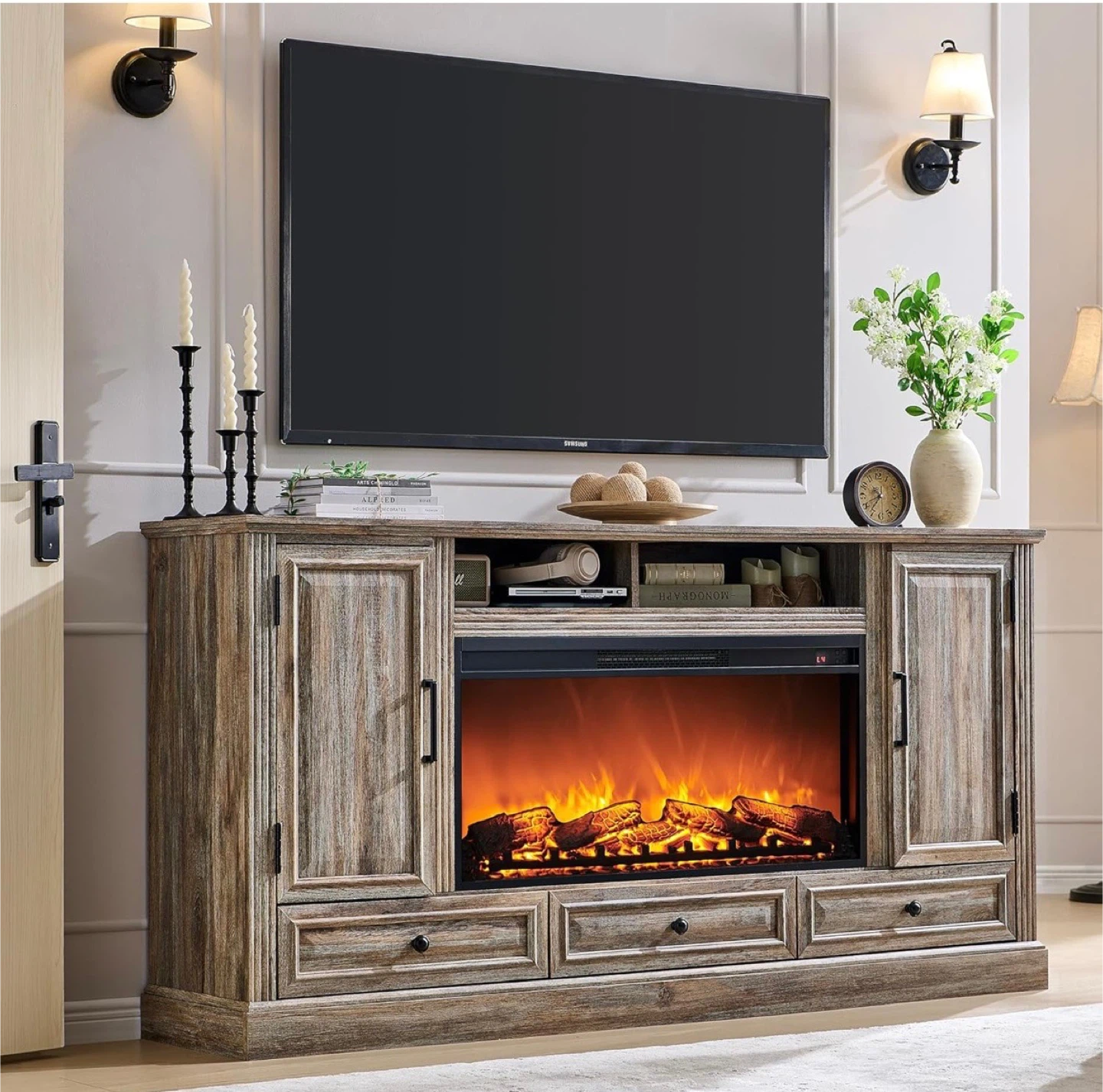 Fire place tv stand