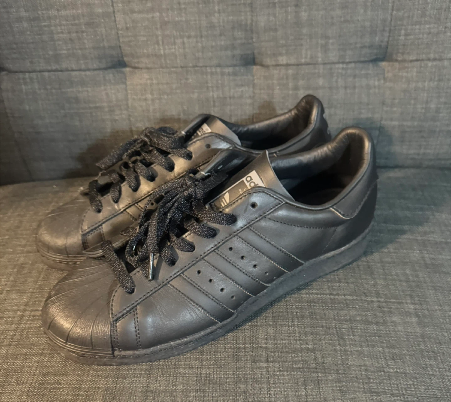 Adidas Superstar Black Leather Size 11.5 - photo 3