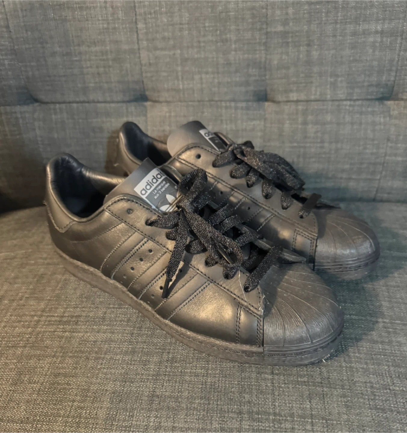 Adidas Superstar Black Leather Size 11.5
