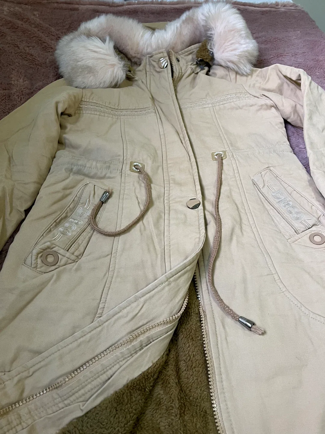 DBCO Beige Winter Coat with Fur Hood image indicator(2)