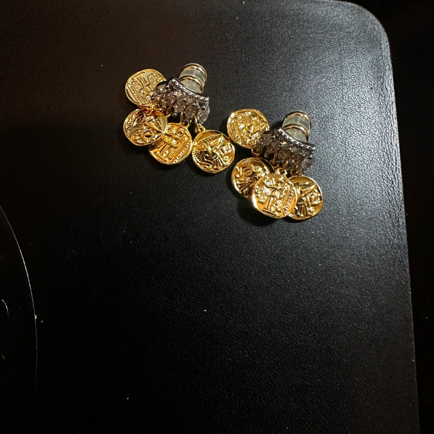 Korean Gold Coin Dangle Earrings thumbnail