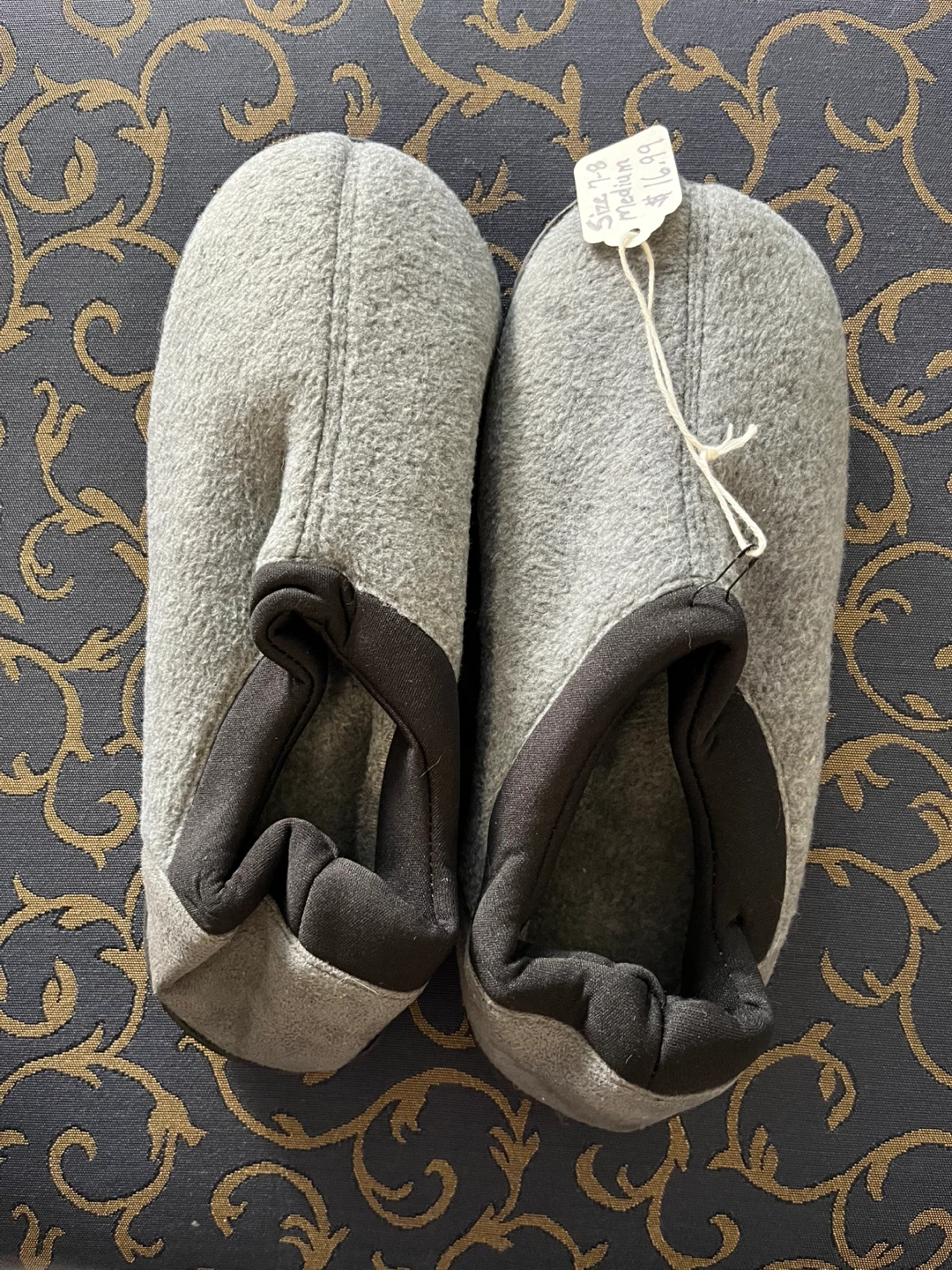 Grey slippers size 7-8
