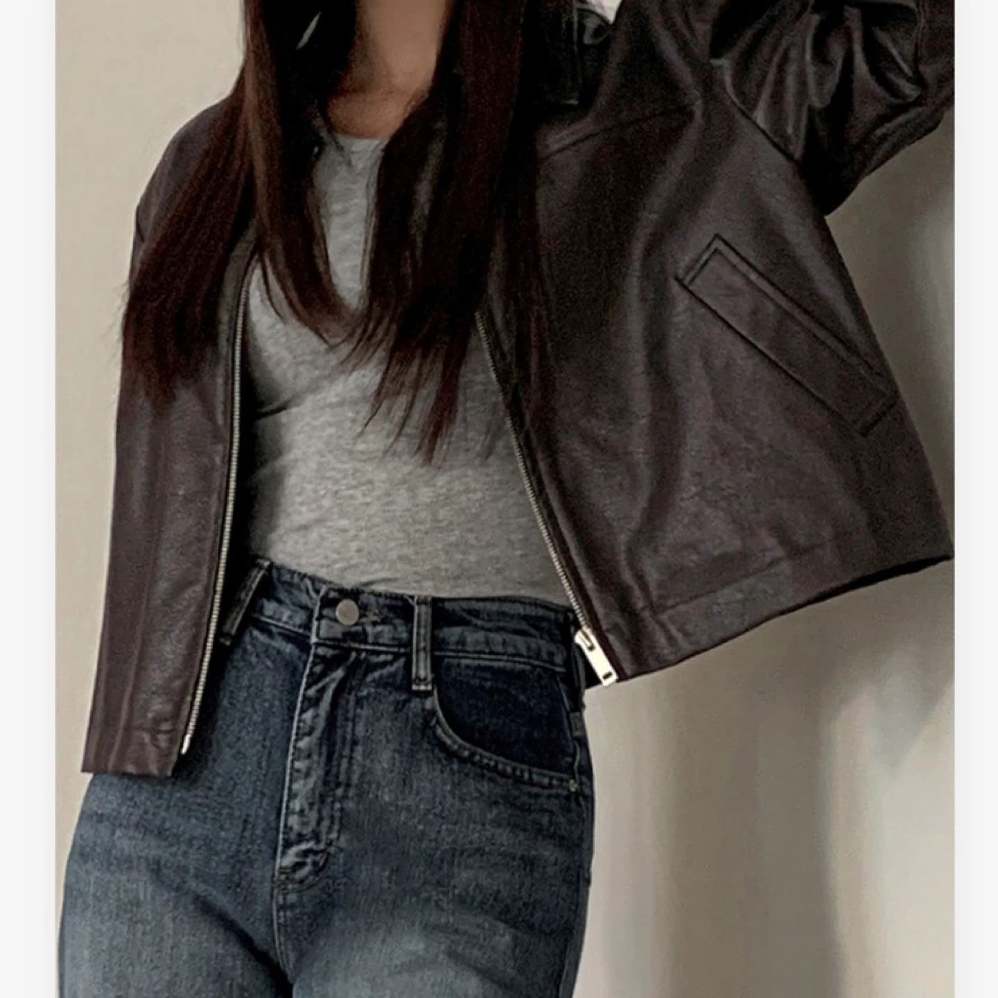 Brown Leather Jacket - Size L - photo 2