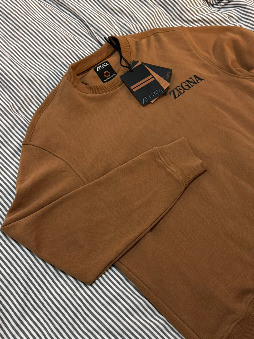 Zegna Logo-Embossed Cotton Sweatshirt, Brown - photo 2
