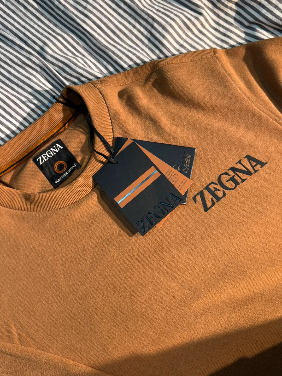 Zegna Logo-Embossed Cotton Sweatshirt, Brown
