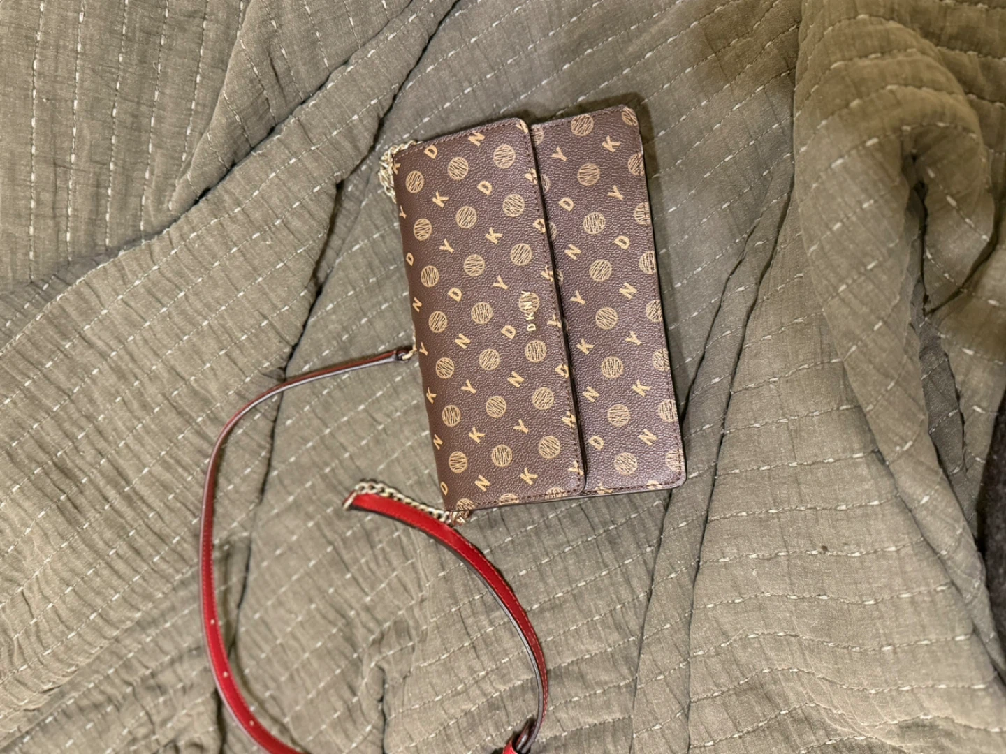 DKNY Brown & Red Crossbody Bag