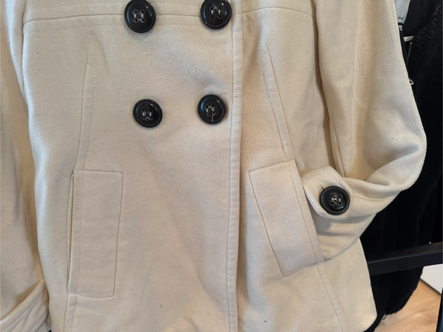 Zara Basic Cream Wool Blend Pea Coat - photo 4