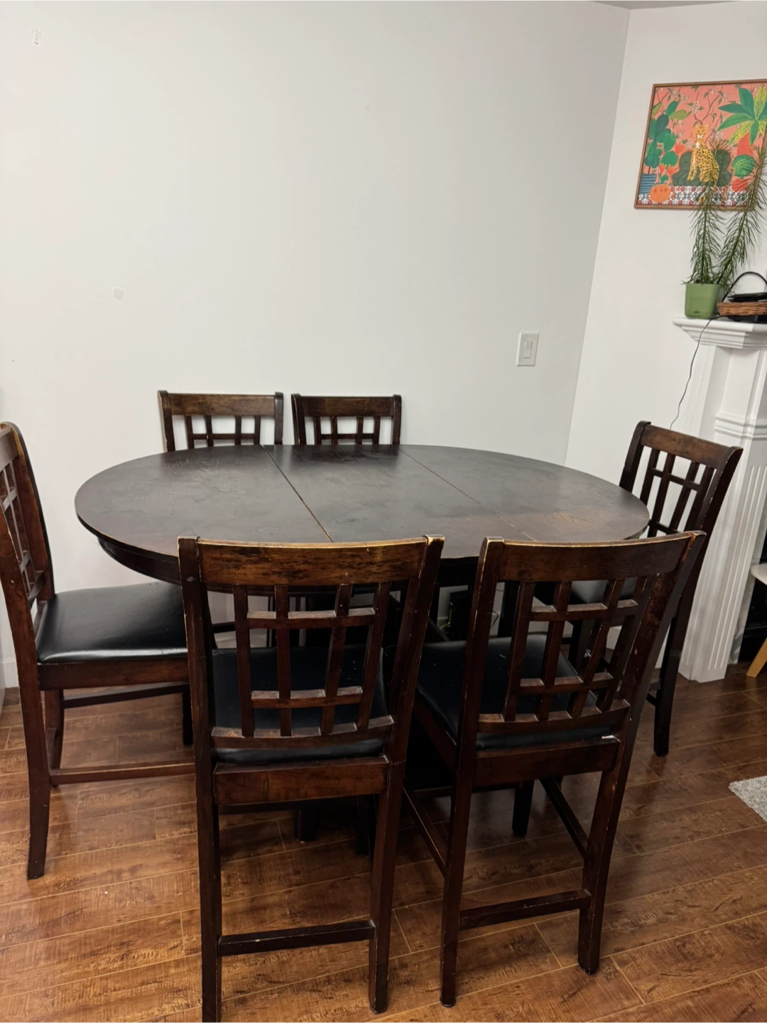 Dark Wood Dining Table with 6 Chairs – Good Condition