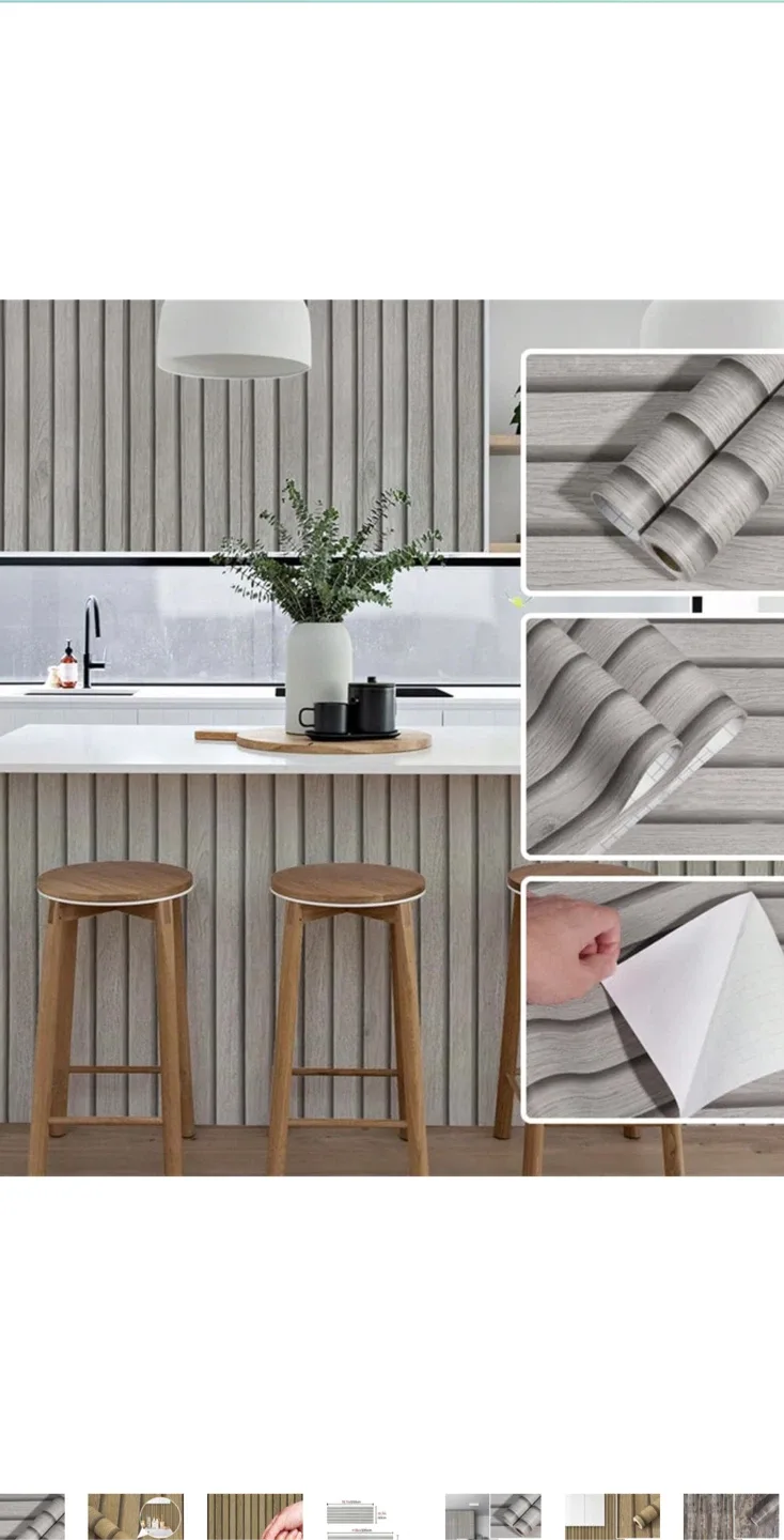 36” Wide roll of Grey & white Wallpaper Peel and Stick image indicator(2)