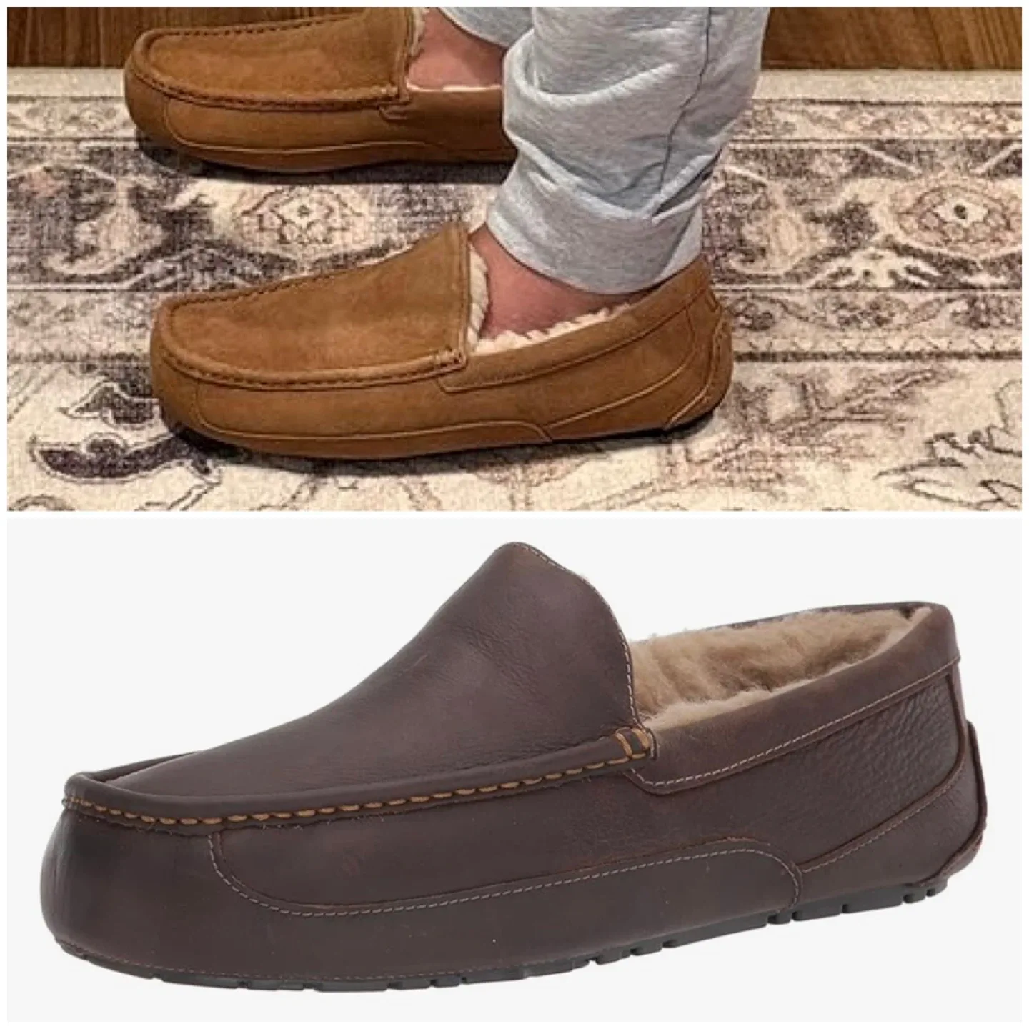 UGG Men's Ascot Matte Tan Leather Slippers Sz 10 thumbnail