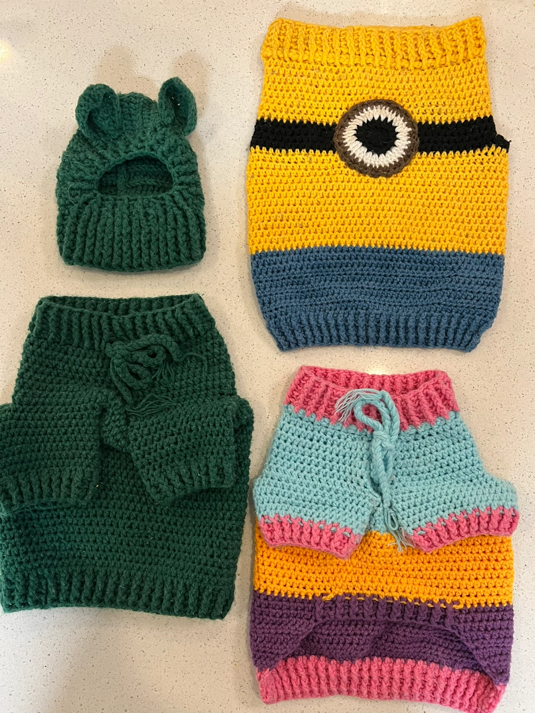 Handmade Crocheted Dog Sweaters - set of 3