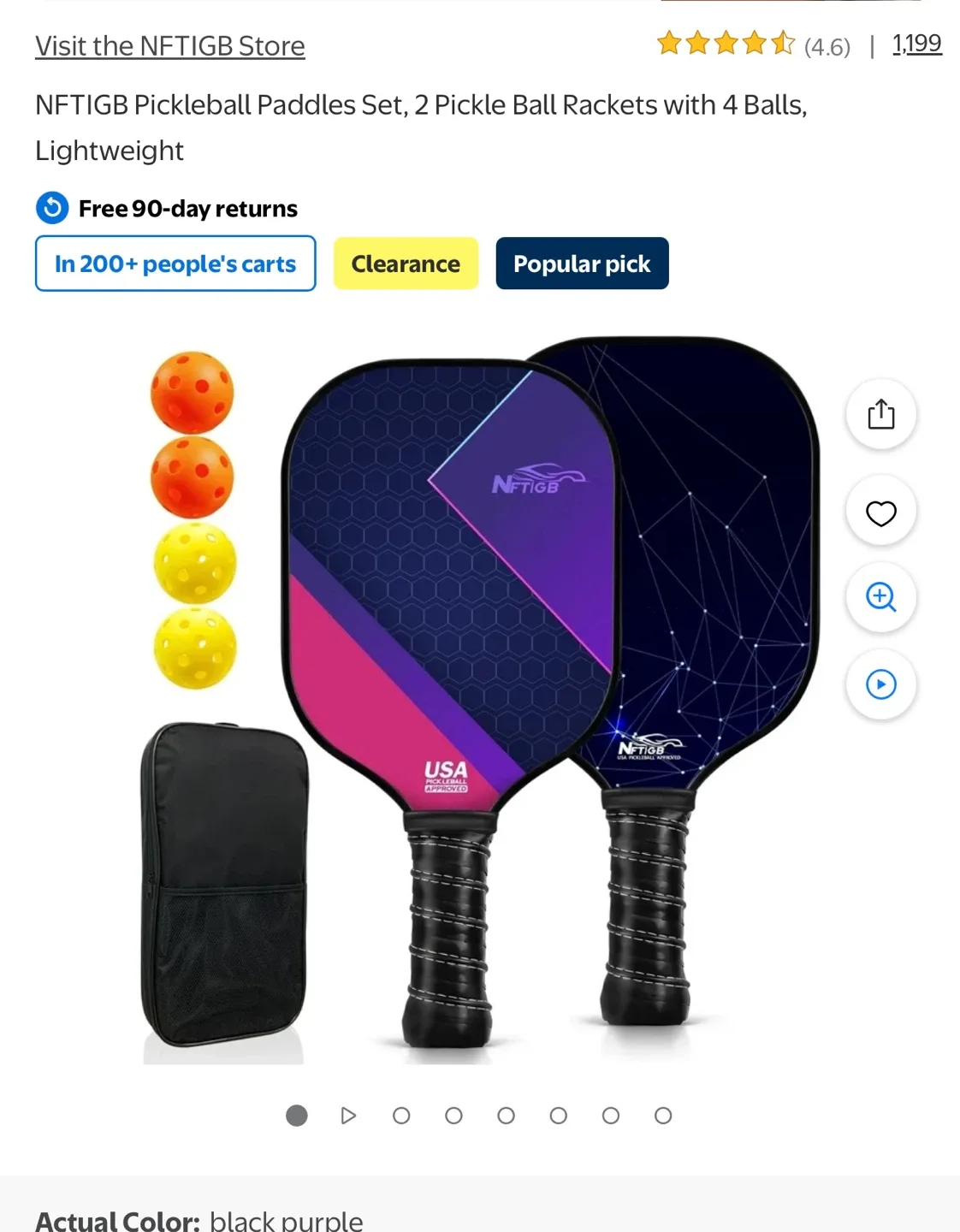 NFTIGB Pickleball Paddles Set - 2 Rackets + 4 Balls thumbnail