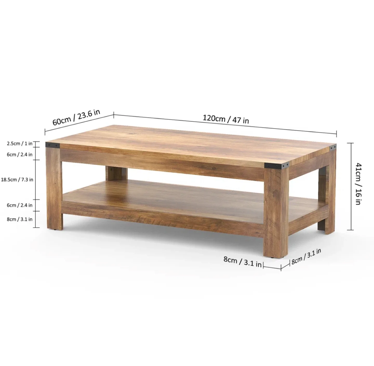 Millwood Pines Damika Coffee Table - Rustic Oak image indicator(5)