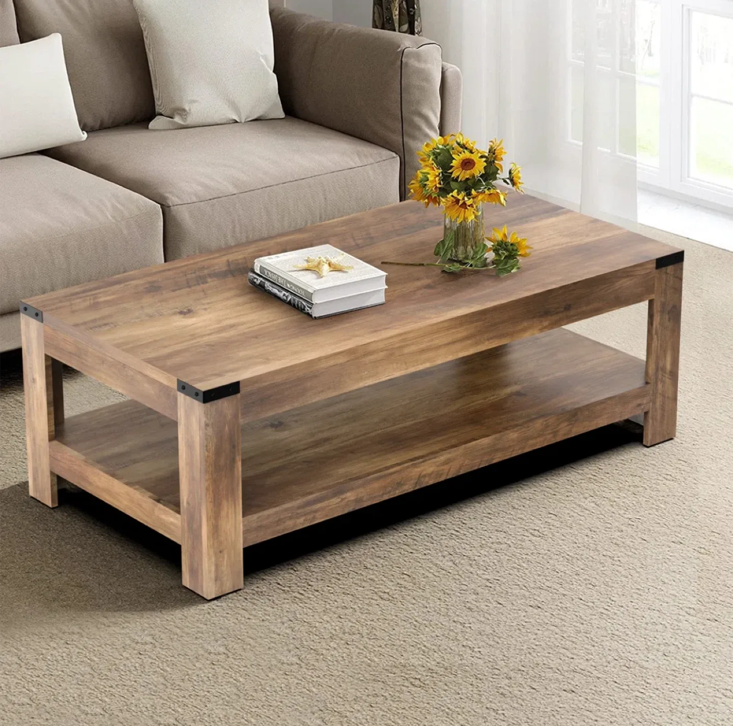 Millwood Pines Damika Coffee Table - Rustic Oak thumbnail