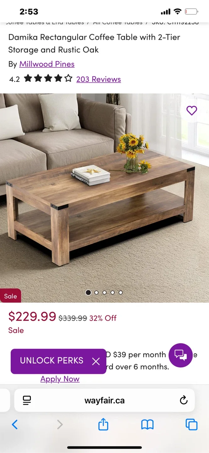Millwood Pines Damika Coffee Table - Rustic Oak image indicator(3)