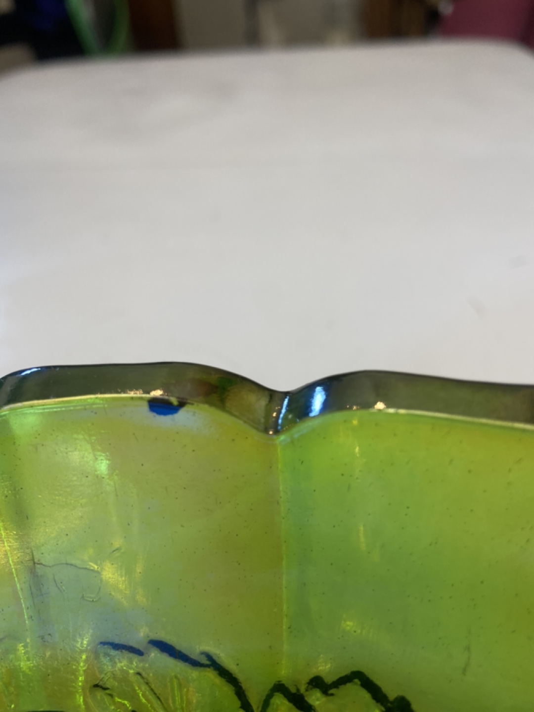 Vintage Green Carnival Glass Footed Bowl - photo 5