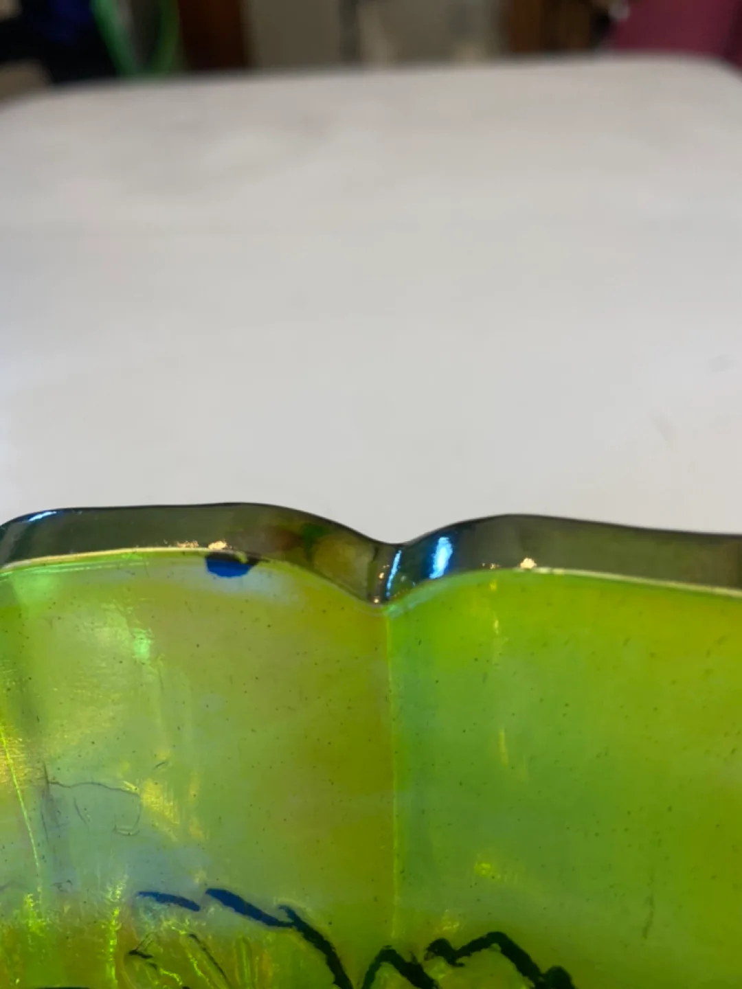 Vintage Green Carnival Glass Footed Bowl image indicator(5)